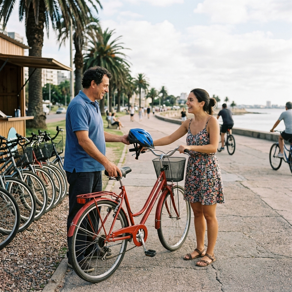 Alquiler de bicicletas y movilidad en la rambla de Uruguay